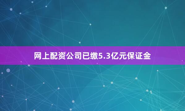 网上配资公司已缴5.3亿元保证金